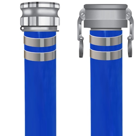 Rubberworx 2" X 50FT 80 PSI BLUE PVC DISCHARGE HOSE CPLD C X E ALUMINUM CAMLOCKS WDPVCBL200X50CEA